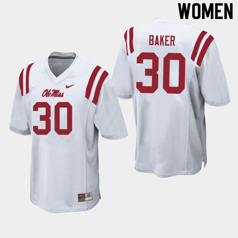 Zikerrion Baker Ole Miss Rebels NCAA Women's White #30 Stitched Limited College Football Jersey VUZ1358AX